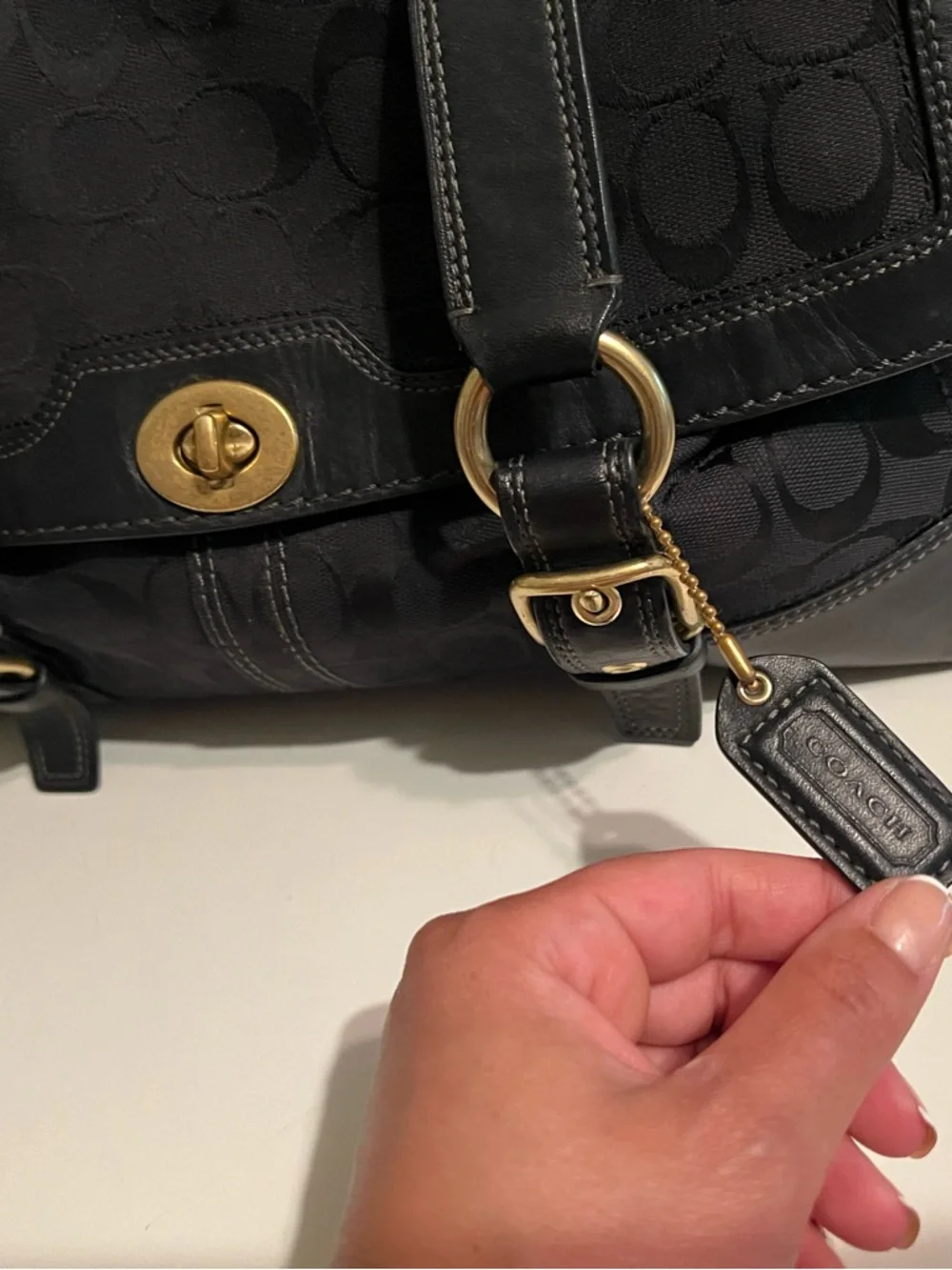 Coach Soho Signature Black Jacquard Buckle Satchel Turnlock Pocket Shoulder Bag - Picture 6 of 14